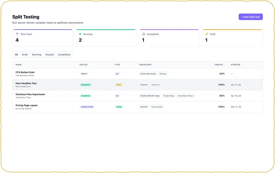 Experimentation suite preview